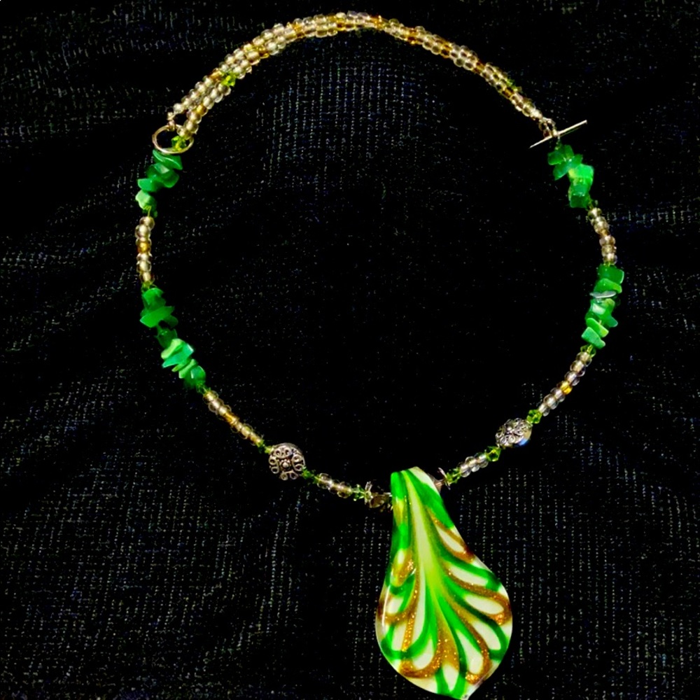 Glass & Gemstone one of a kind beaded necklace